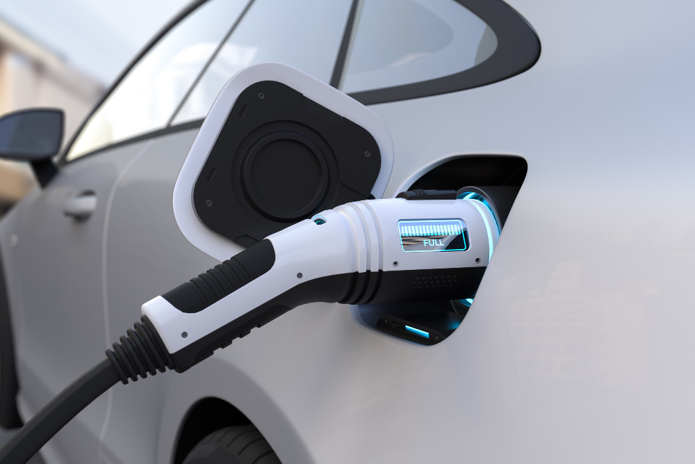 Punto de recarga conectado a un vehículo eléctrico